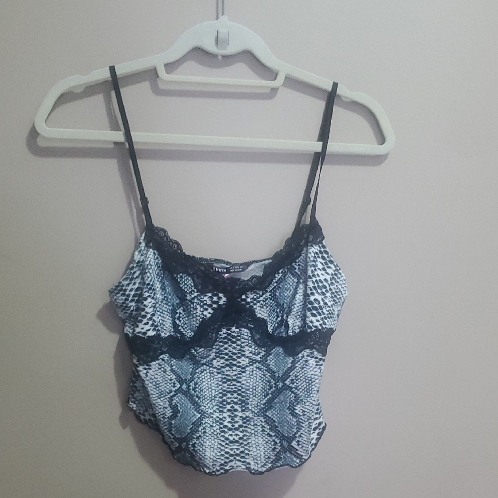 SHEIN Monochrome Snake Print Lace Camisole Size Small